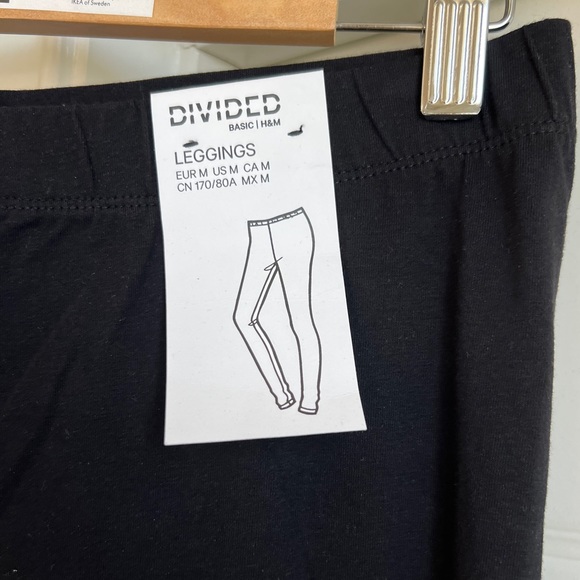 H&M BLACK COTTON LEGGINGS - Picture 2 of 3